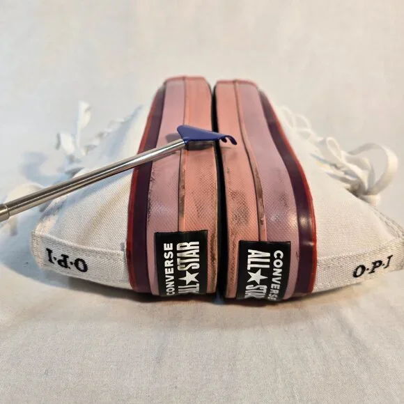 CONVERSE X O.P.I CTAS Lift Ox Canvas 566557C Pure Silver/White/Pink Size US 7.5 - Picture 10 of 16